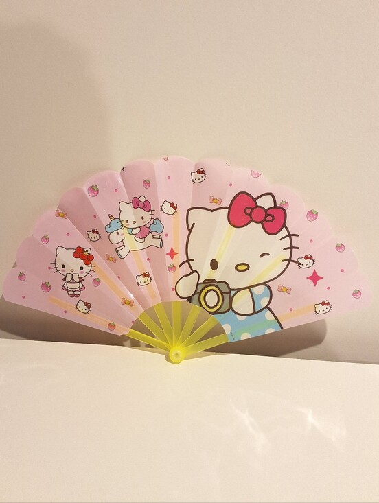 Accessories - Hello Kitty Kawaii Waterproof Folding Hand Fan Plastic , NEW